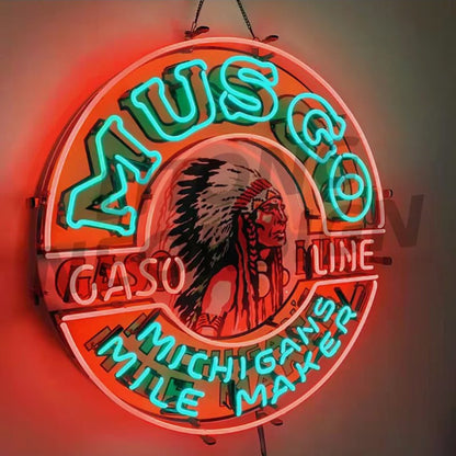 Musgo Gasoline Michigans Mile Maker Neon Signs