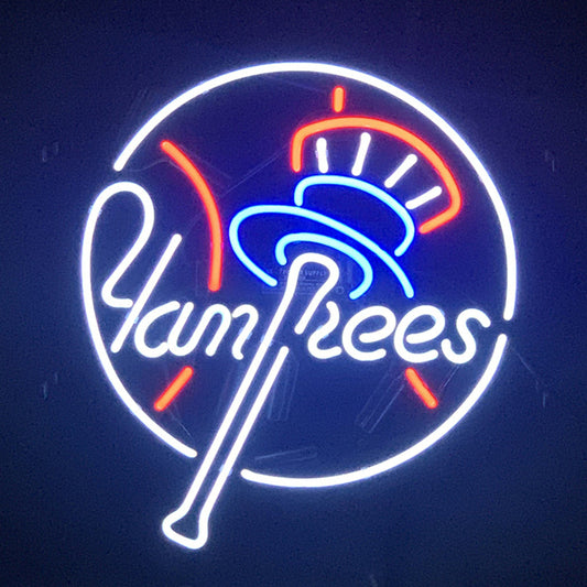 "NLB New York Yankees Baseball neon sign glass - vibrant team logo, perfect for sports bars, game rooms, and fan spaces."