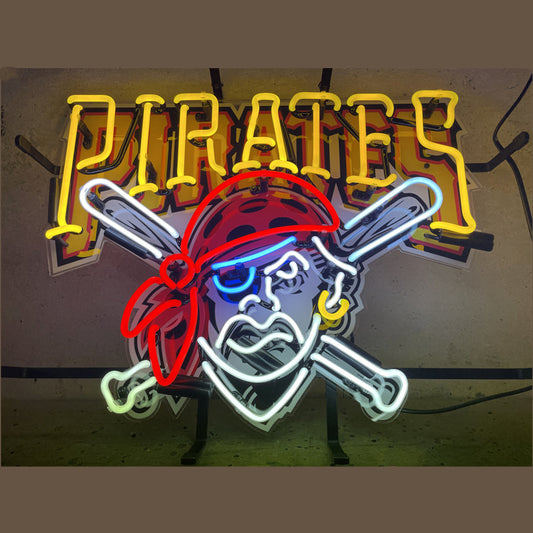 "NLB Pittsburgh Pirates Baseball Sport neon sign glass - vibrant team logo, perfect for sports bars, game rooms, and fan spaces."