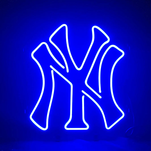"NY New York Yankees Baseball neon sign glass - vibrant team logo, perfect for sports bars, game rooms, and fan spaces."