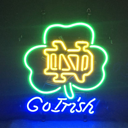 "Notre Dame Go Irish neon sign glass- perfect for garages, man caves or bedrooms"