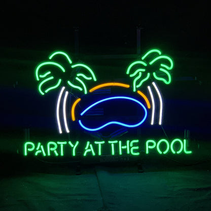 Party At The Pool Palm Tree Neon Signs