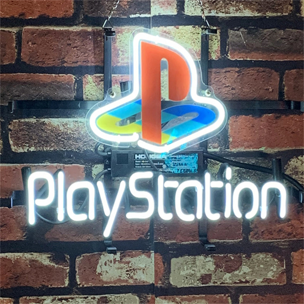 "PlayStation neon signs with HD Printed Logo- perfect for garages, man caves, or game rooms, ideas for gift"