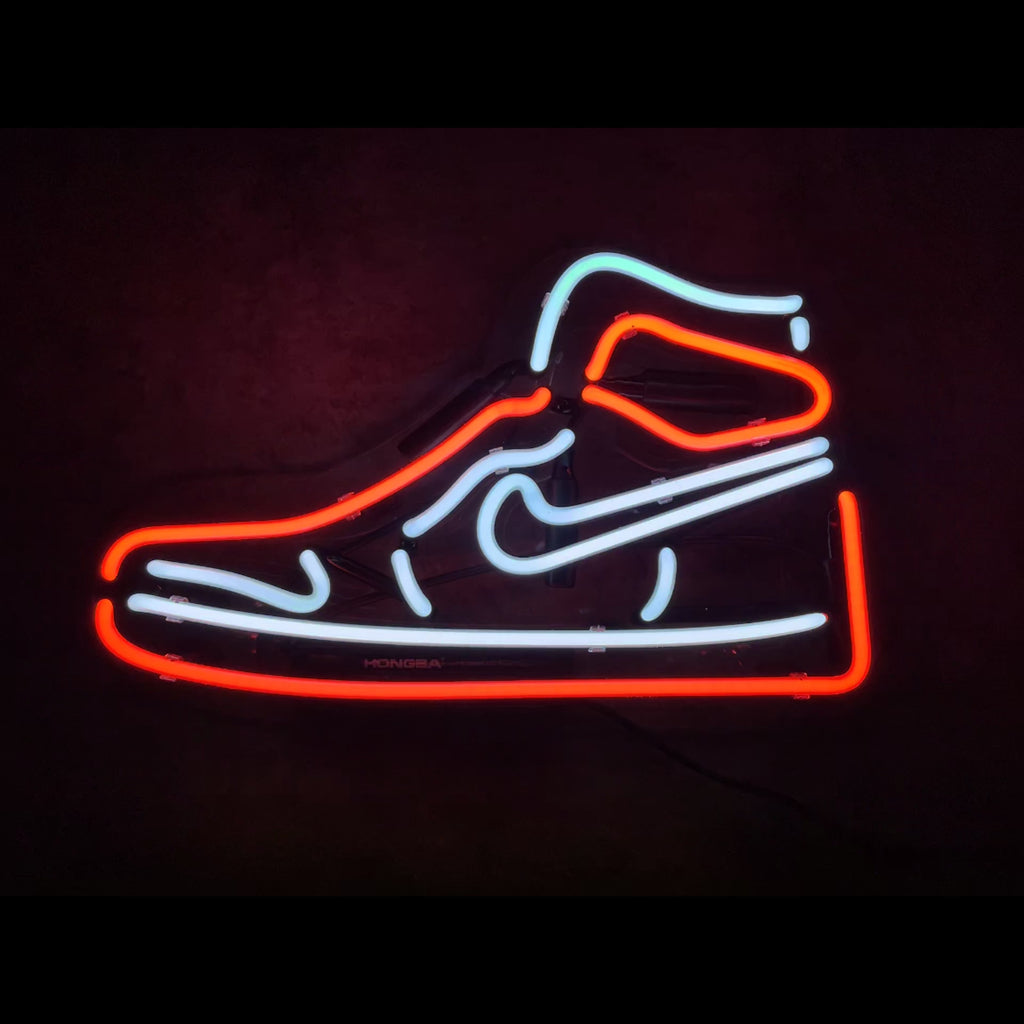 "Nike Sneaker Red Neon Sign Glass Light-perfect for sneaker collector, man caves, wall. Ideas for gift"