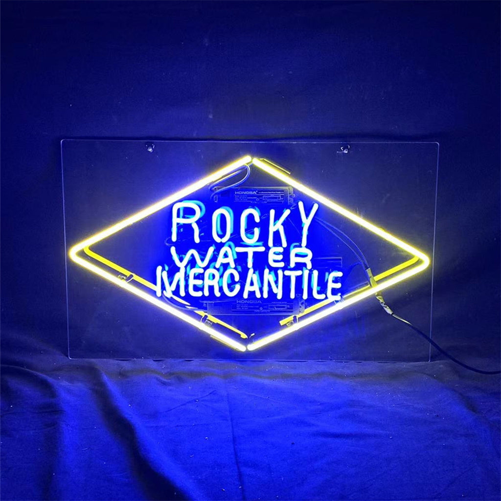 "Rocky Water Mercantile neon signs- perfect for business shop, bars, homes wall night lamp"