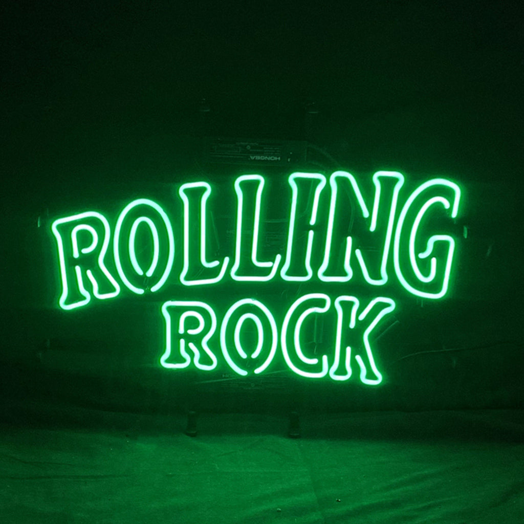 Rolling Rock Neon Light Sign Green Real Glass Beer Logo Custom Font ...