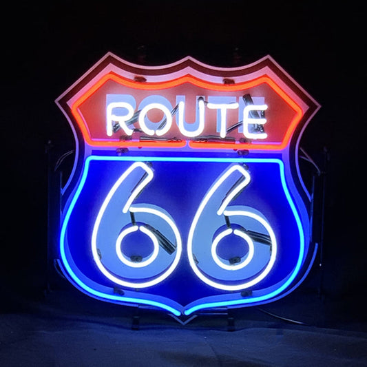 "Route 66 Mother Road neon signs with HD Printed Logo- perfect for garages, man caves, or game rooms, ideas for gift"