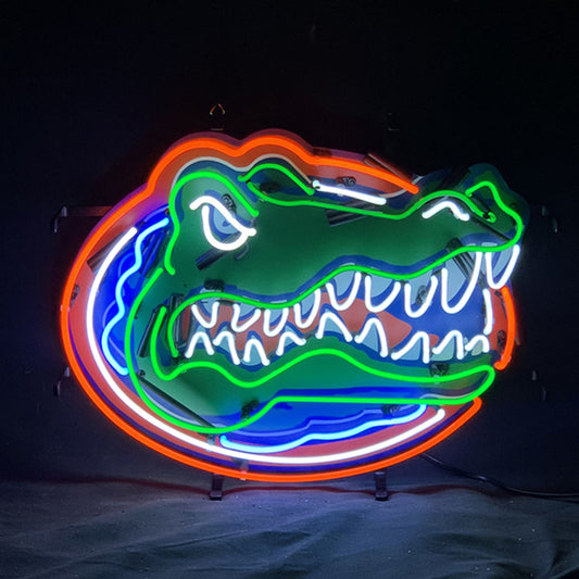 "Florida Gators Sport Logo neon sign glass - vibrant team logo, perfect for sports bars, game rooms, and fan spaces."