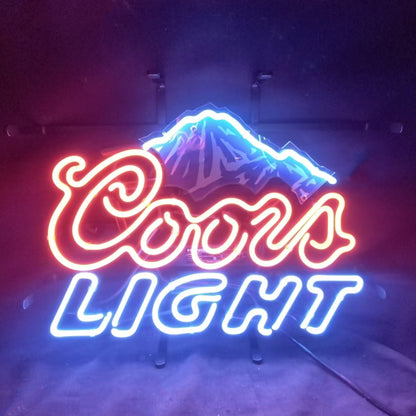 "Coors Light Logo neon sign glass - bright and vibrant logo, perfect for bars, business shop, garage, man caves wall decor."