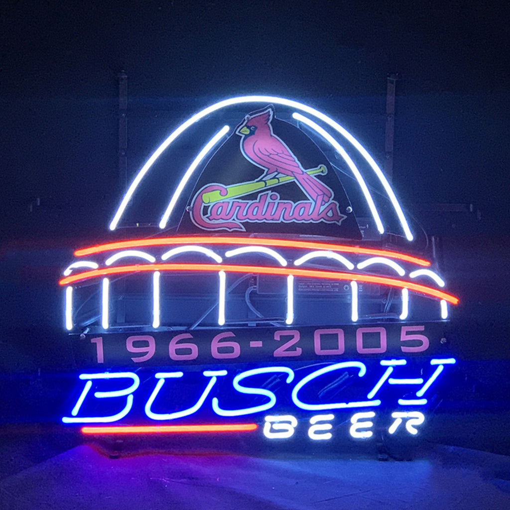 "St.Louis Cardinals 1966-2005 Busch Beer neon sign glass - bright and vibrant logo, perfect for bars, fan spaces, man caves gift decoration."