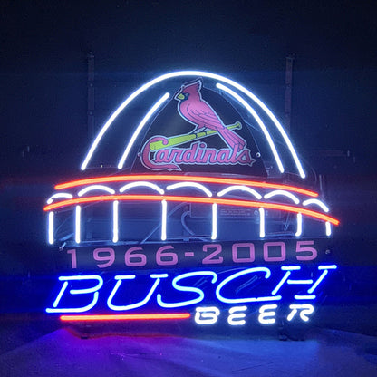 "St.Louis Cardinals 1966-2005 Busch Beer neon sign glass - bright and vibrant logo, perfect for bars, fan spaces, man caves gift decoration."