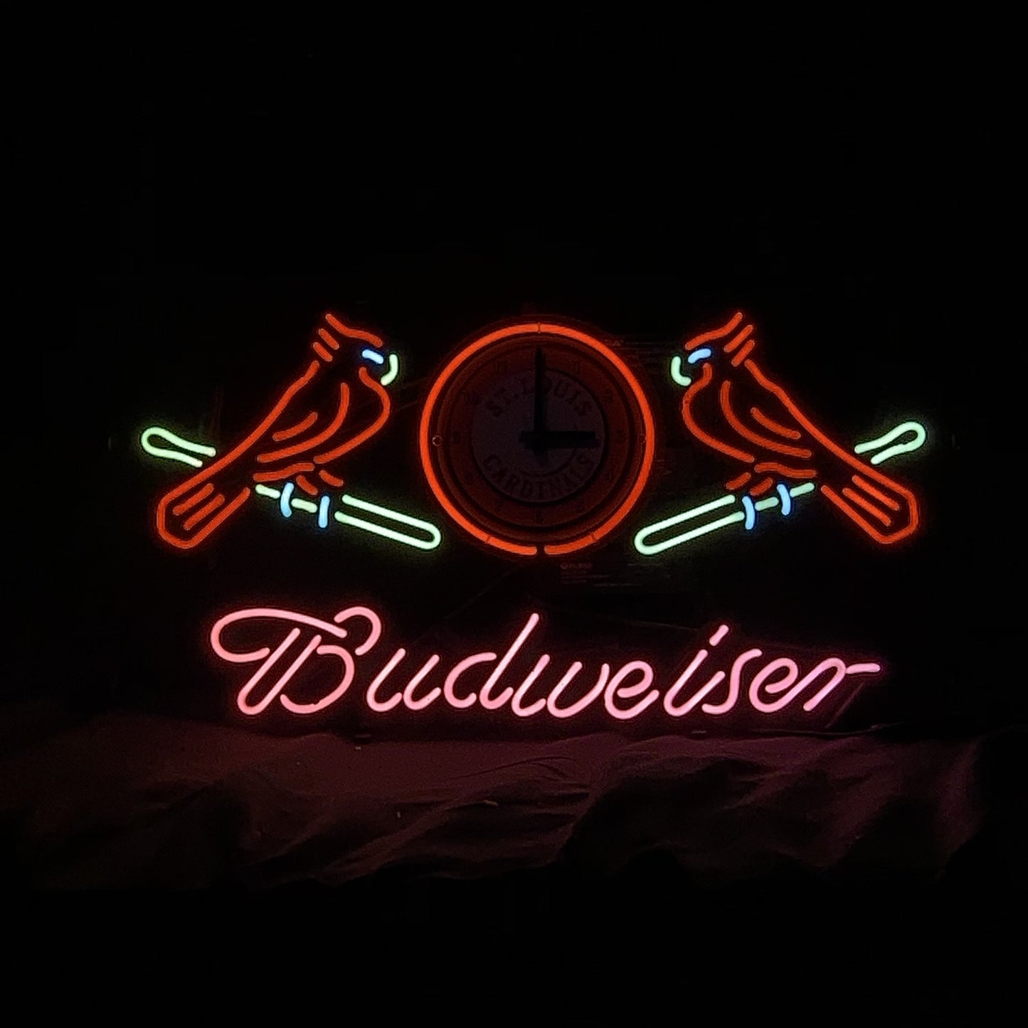 St. Louis Cardinals with Clock Budweiser Neon Signs Light