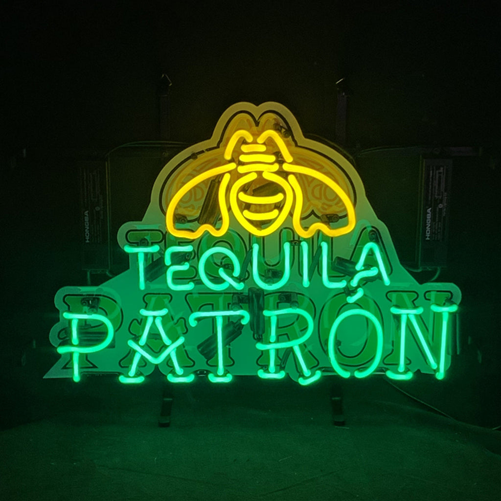 Patron Signage Tequila Patron with Acrylic Logo Neon Signs Custom Glass Business Shop ...