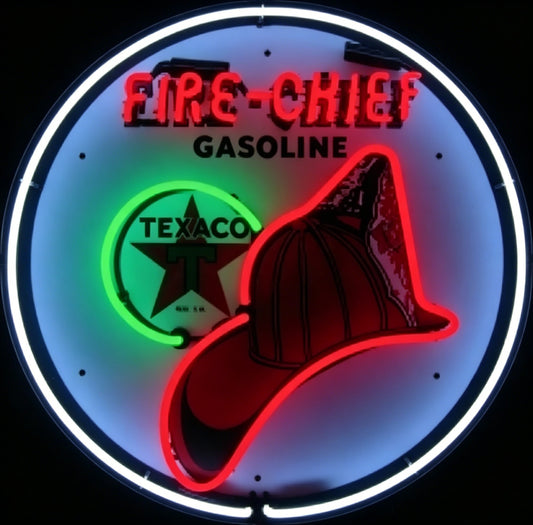 Texaco Fire Chief Gasoline Real Neon Signs Light