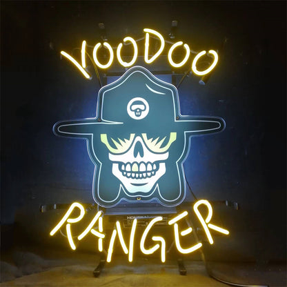 "Belgium Voodoo Ranger neon sign glass - bright and vibrant logo, perfect for bars, shops, man caves gift decoration."