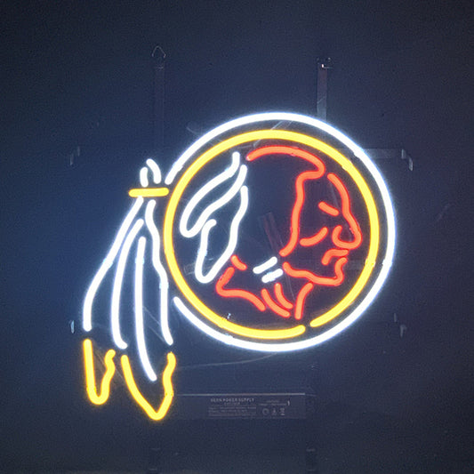 "Washington Redskins Sport Logo Neon Signs Light Glass- sleek and stylish, perfect for garages, man caves, and auto enthusiasts."