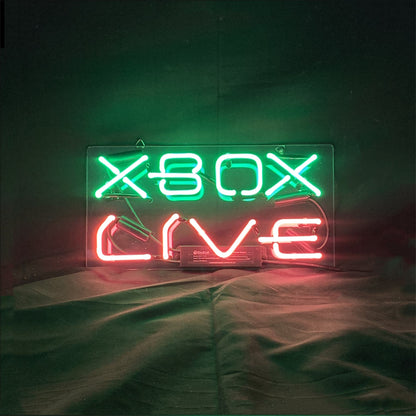 "Xbox live neon sign glass- perfect for garages, man caves, shops. Eye-catching on wall and window"