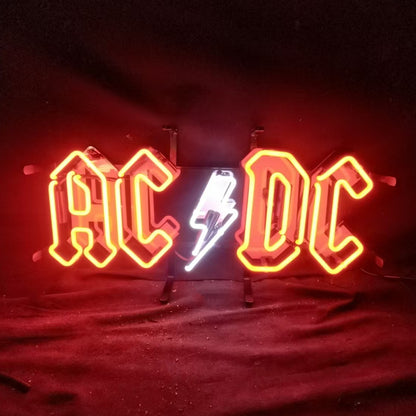 AC DC Band Logo Neon Sign Light Vintage Style Power Sign Real Glass ...