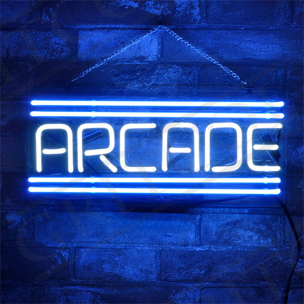 "Arcade neon sign glass- perfect for garages, man caves or bedrooms"