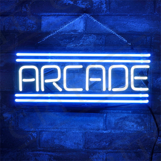 "Arcade neon sign glass- perfect for garages, man caves or bedrooms"