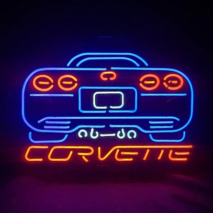 
"Corvette car logo neon sign glass - sleek and stylish, perfect for garages, man caves, and auto enthusiasts."
