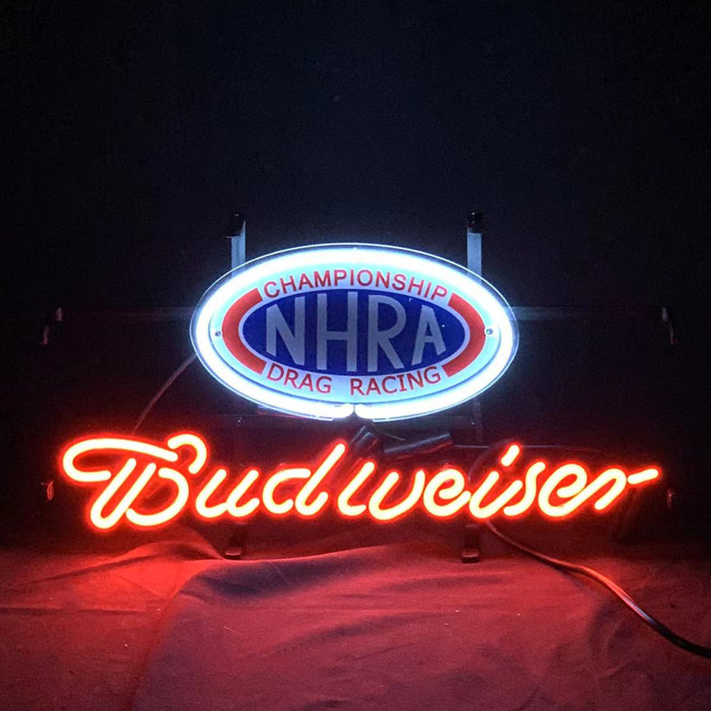 Championship NHRA Drag Racing Budweiser Neon Signs Real Glass Wall Art ...