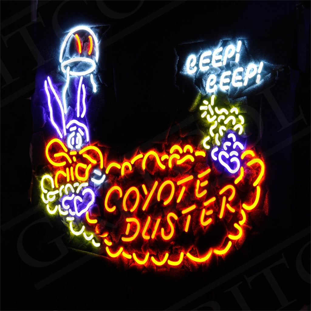 "coyote duster car auto logo neon sign glass - sleek and stylish, perfect for garages, man caves, and auto enthusiasts."