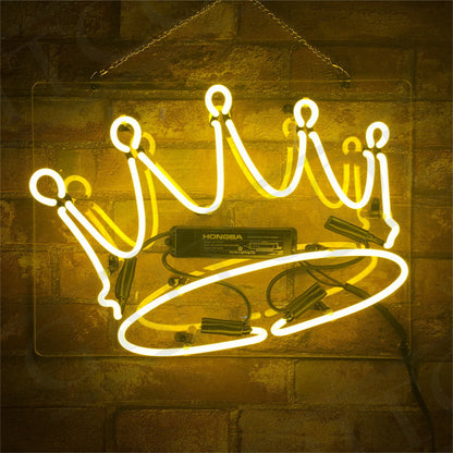 "Crown Yellow neon signs- perfect for business shop, bars, homes wall night lamp"