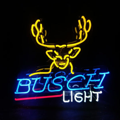 "Busch Light with Deer neon sign glass - perfect for bars and Beer-themed decor."