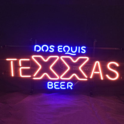 "Dos Equis Texxas Beer Neon Signs- bright and vibrant logo, perfect for bars, business shop, and man caves."