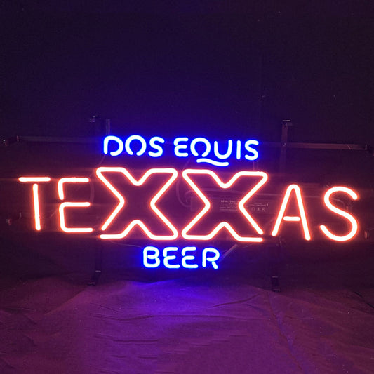 "Dos Equis Texxas Beer Neon Signs- bright and vibrant logo, perfect for bars, business shop, and man caves."