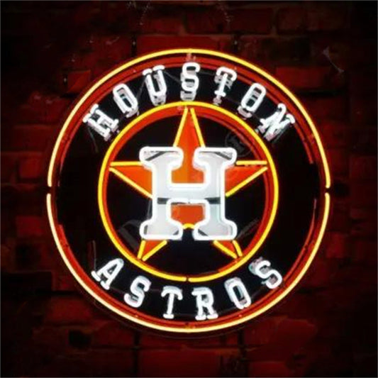 "Houston Astros with acrylic logo neon sign glass - vibrant team logo, perfect for sports bars, game rooms, and fan spaces."