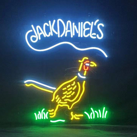 " Jack Daniel's Pheasant neon sign glass - bright and vibrant logo, perfect for bars, game rooms, and man caves."