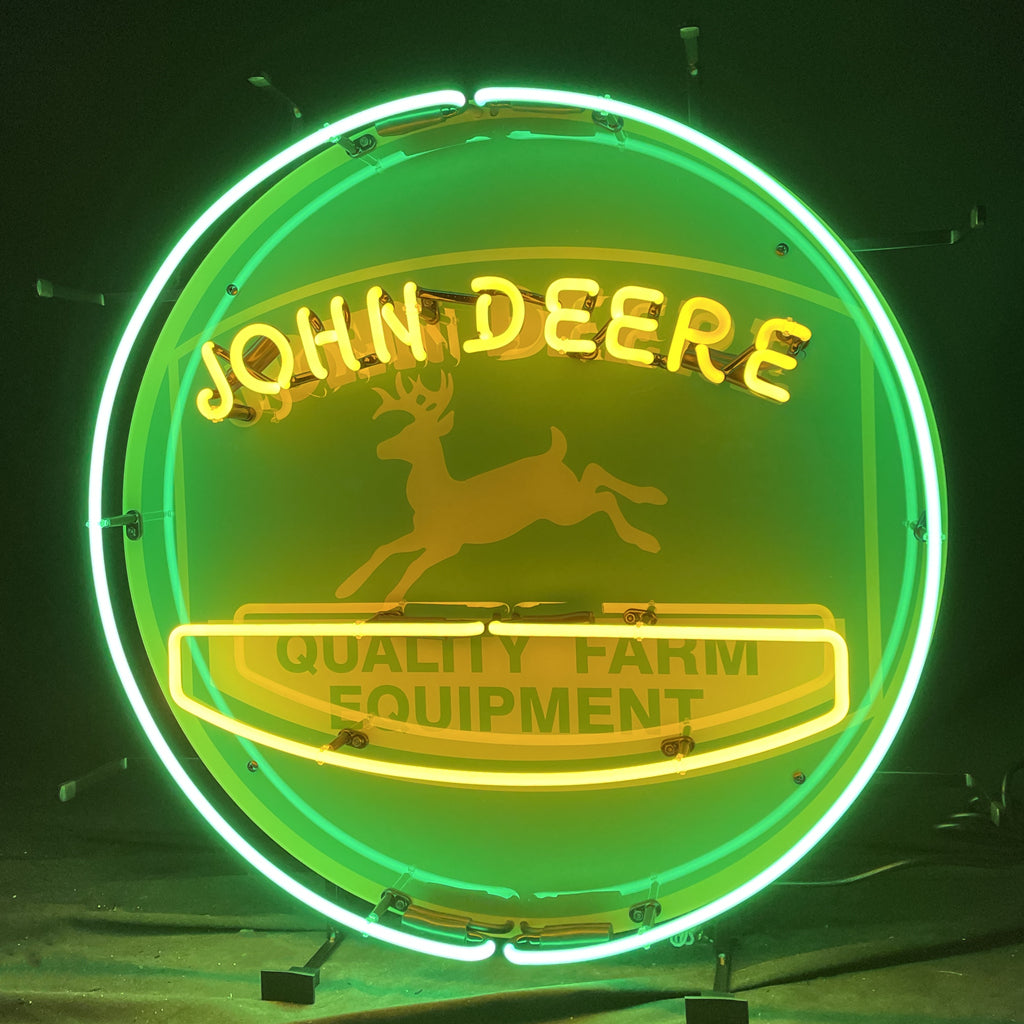 " John Deere Quality Farm Equipment Neon Signs Light-neon sign glass - sleek and stylish, perfect for garages, man caves, and auto enthusiasts."