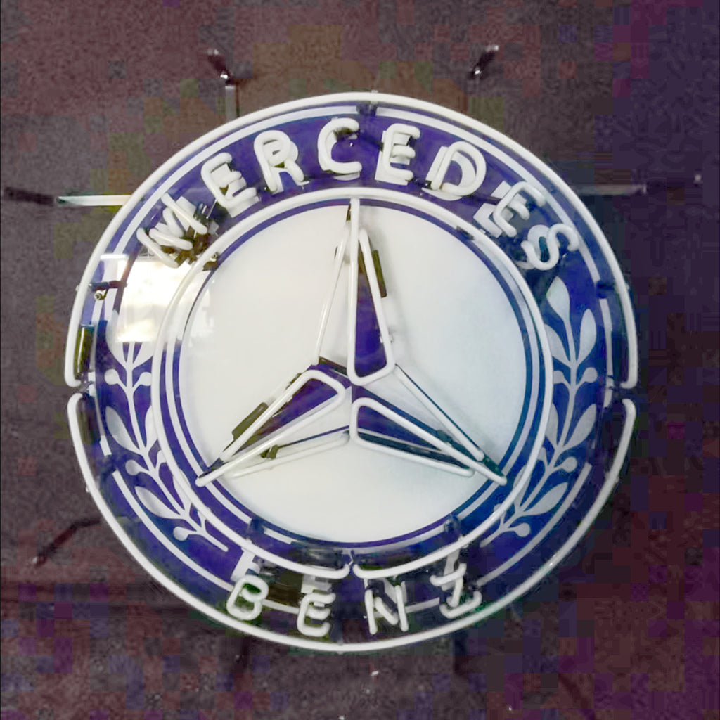 Merces Sign Mercedes Benz Auto Car Logo Neon Signs Handmade Glass With Logo Printed ...