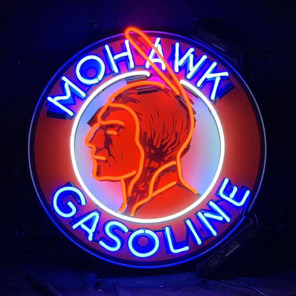 "Mohawkk Gasoline Neon Sign LightGlass - ideal for enhancing the vintage ambiance of any space."