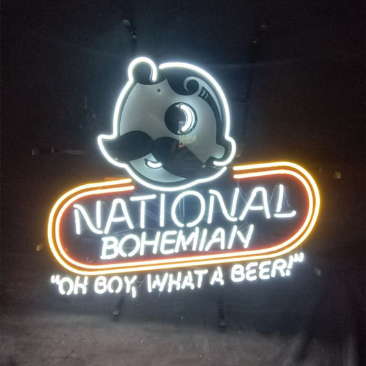 " national bohemian oh boy what a beer neon signs -sport logo and real glass handcraft. Prefect for man cave . It's also a gift for family or friends!"