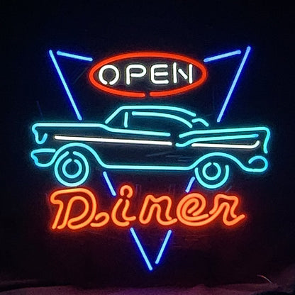 Open Diner Car Motel Neon Signs Light