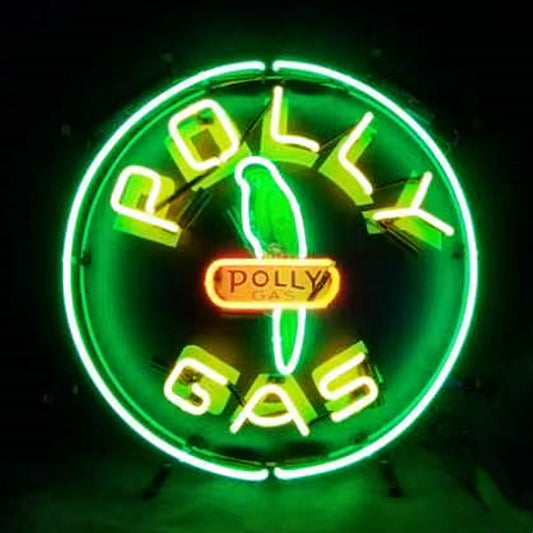 "Polly Gas Parrot Neon Sign Light Glass - ideal for enhancing the vintage ambiance of any space."