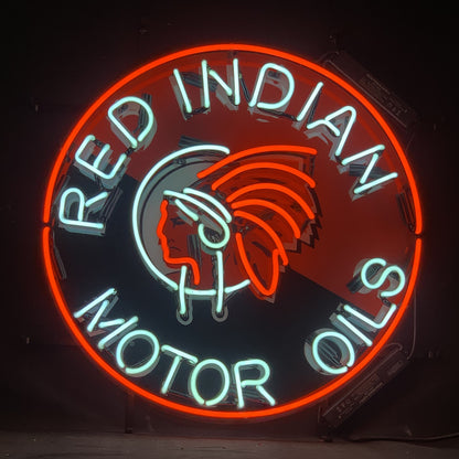 Red Indian Motor Oils Neon Sign Light