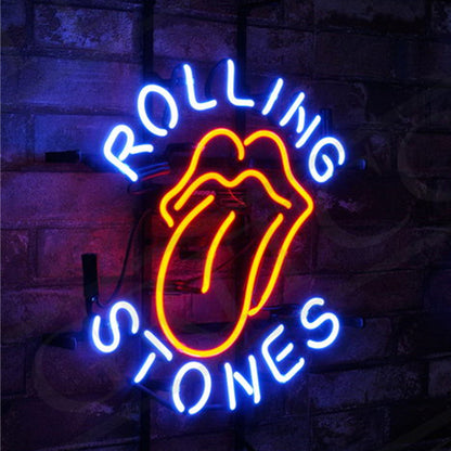 Blue Rolling Stones Neon Signs Glass- sleek and stylish, perfect for garages, man caves, and auto enthusiasts."