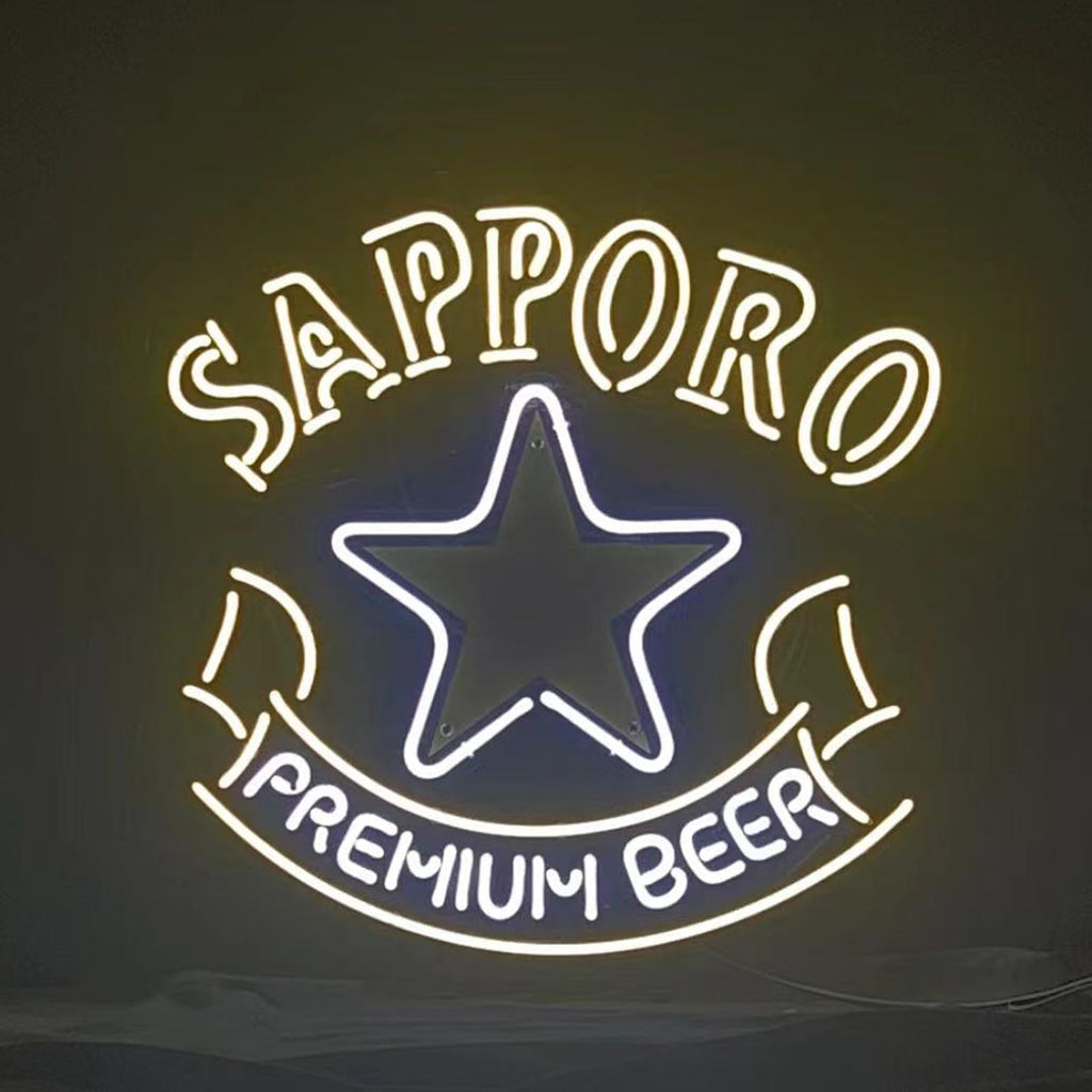 Sapporo Premium Beer with Star Neon Sign Light