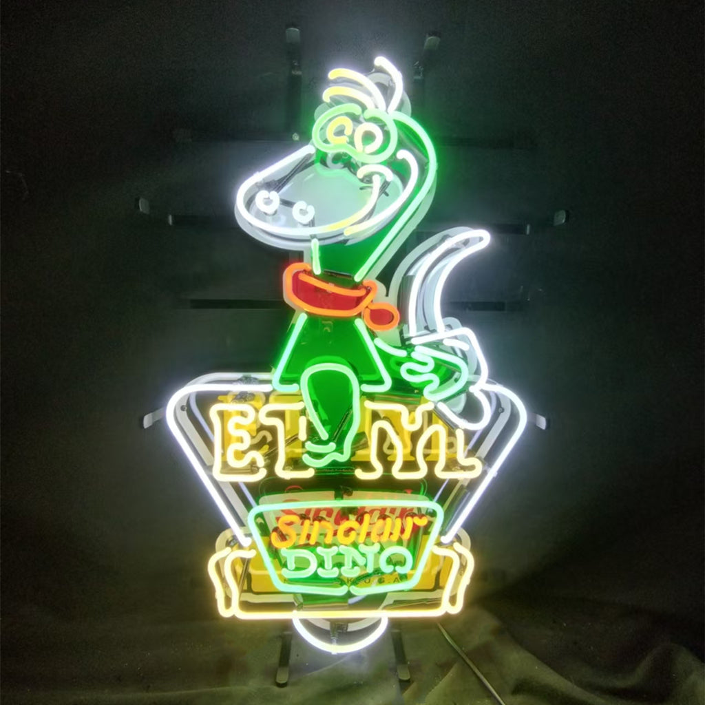 "Sinclair Dino Gasoline Trade Mar Reg.US. Patent Off New York Neon Sign LightGlass - ideal for enhancing the vintage ambiance of any space."