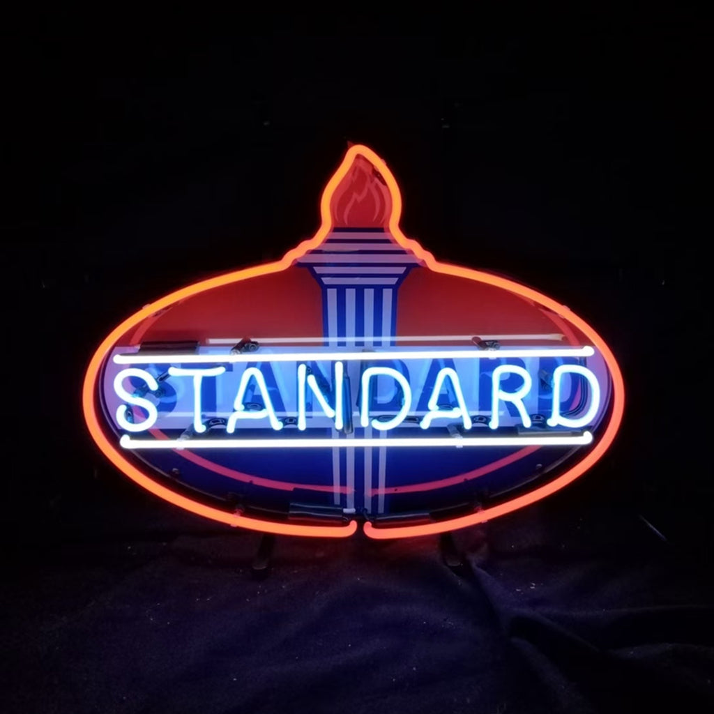 "Standard Gasoline Torch Neon Sign Light Glass - ideal for enhancing the vintage ambiance of any space."