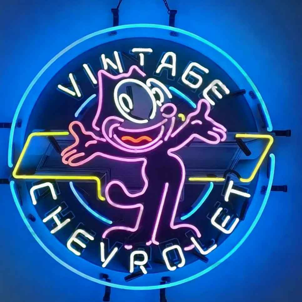 Vintage Chevrolet with Felix Real Neon Sign