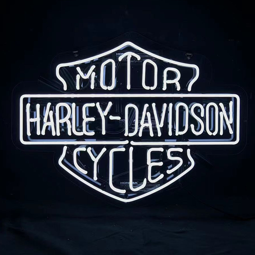 White Harley Davidson Motorcycle Neon Signs Light